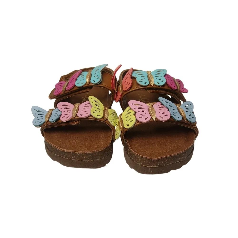 Sugar Haddy Sandals Toddler Girls Size 6M Brown Multi Butterfly Strappy Shoes